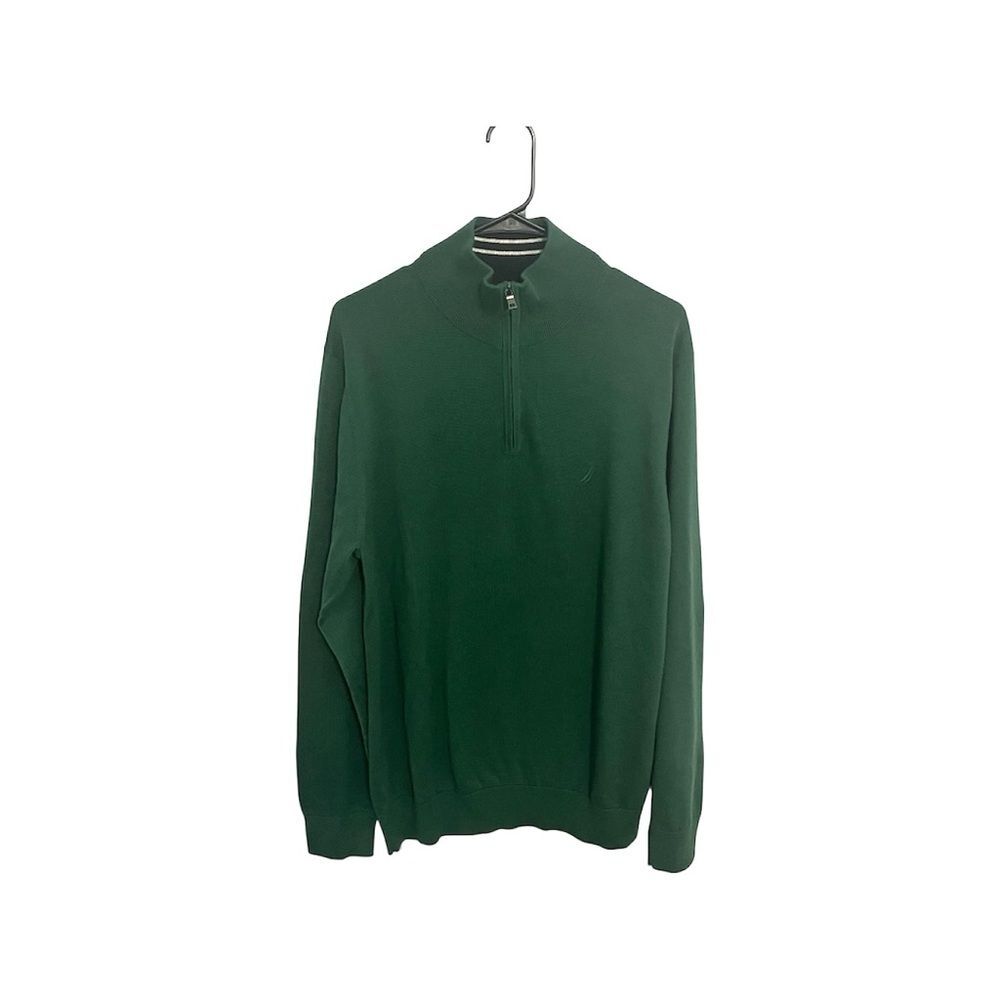 NWOT Nautica Men's green quarter Zip Sweater Sz L